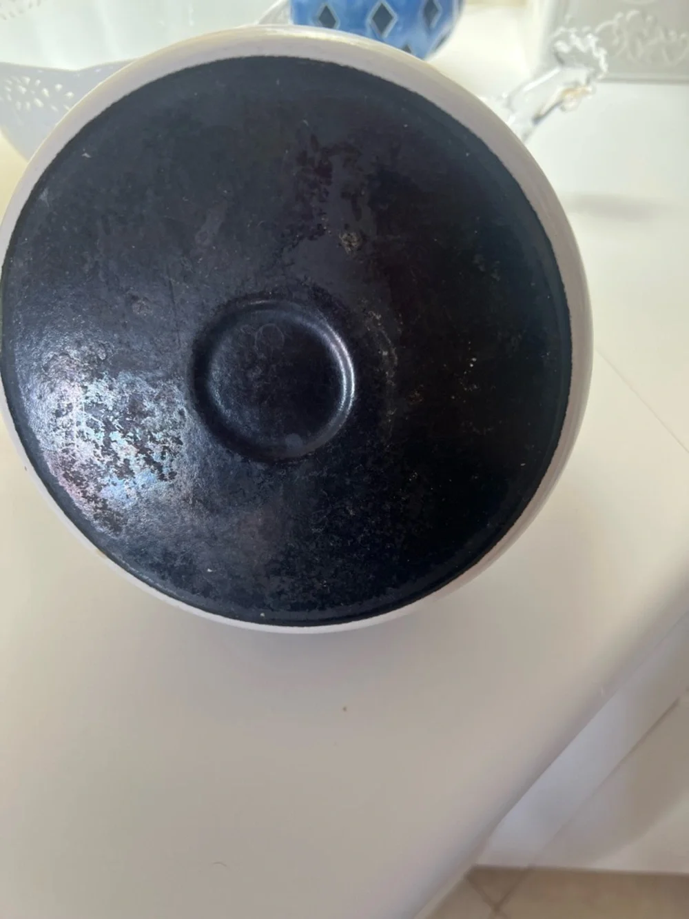 Pfaltzgraff Yorktowne  Blue Floral Whistling Tea Kettle with Blue Handle